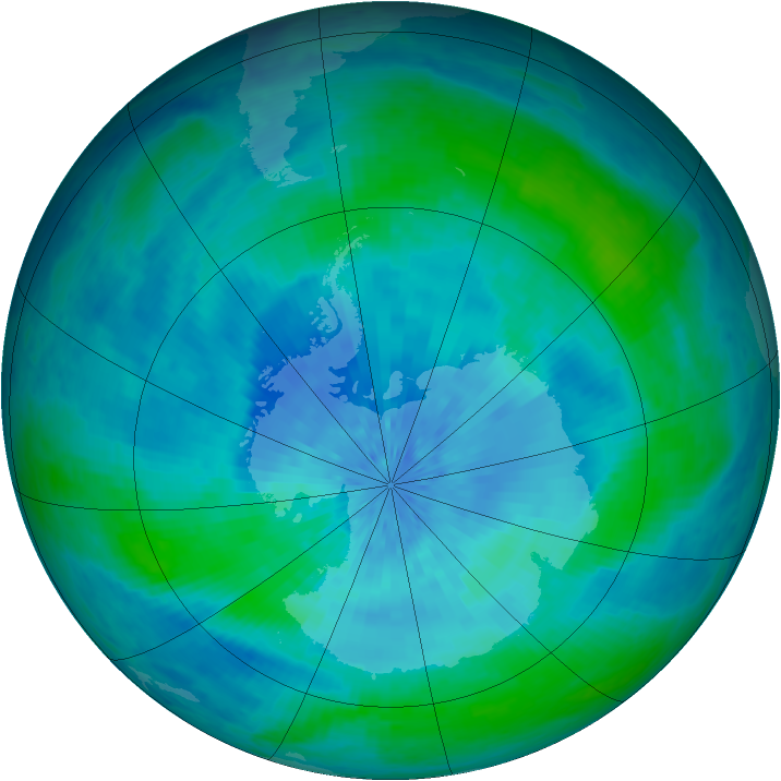 Antarctic ozone map for 12 March 2002